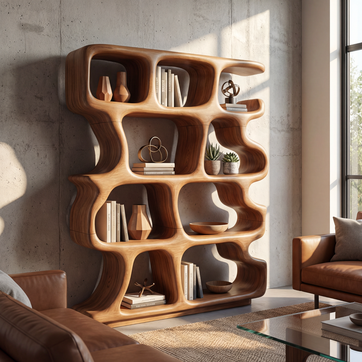 Modern Organic Statement Bookcase