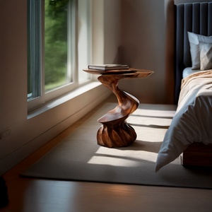 Twisted Sculptural Solid Wood Side Table