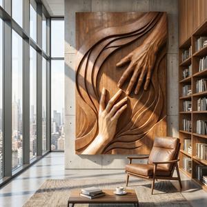 Handmade Wooden Hand Sculpture Wall Art Panel