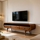 Mid-Century Solid Wood TV Console with Curved Frame