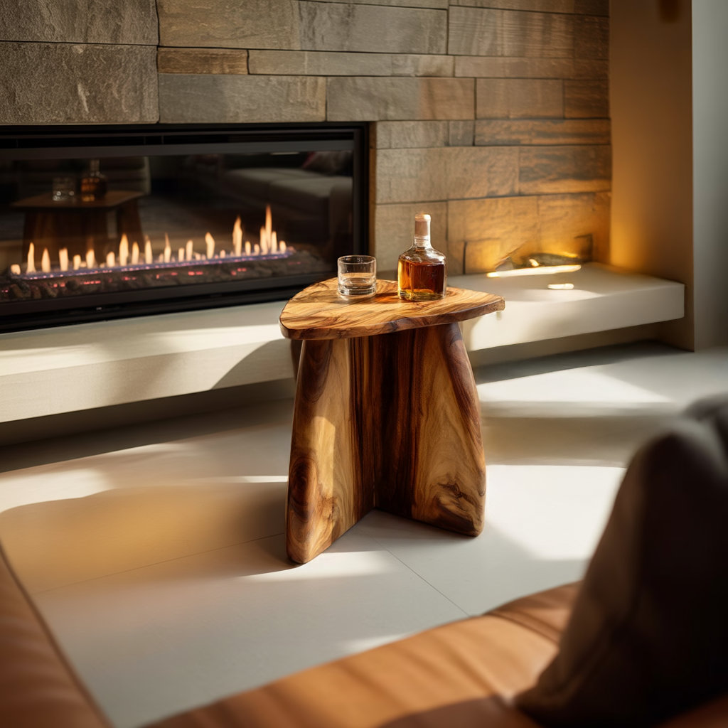 Handcrafted Solid Wood Drink Table for Modern Lounge