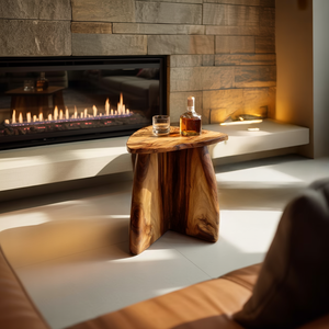 Handcrafted Solid Wood Drink Table for Modern Lounge