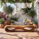 Sculptural Solid Wood Bench with Organic Hollow Design