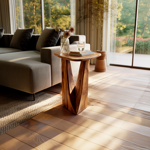 Sculptural Solid Wood Side Table for Modern Living