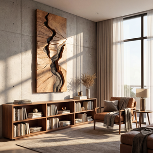 River Canyon Solid Wood Wall Sculpture Vertical Organic Modern Abstract Art Panel