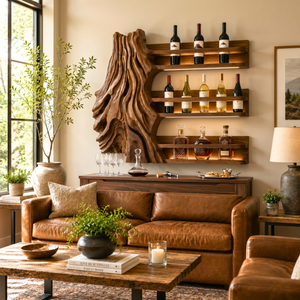 Organic Canyon Solid Wood Wine Rack Wall Shelf