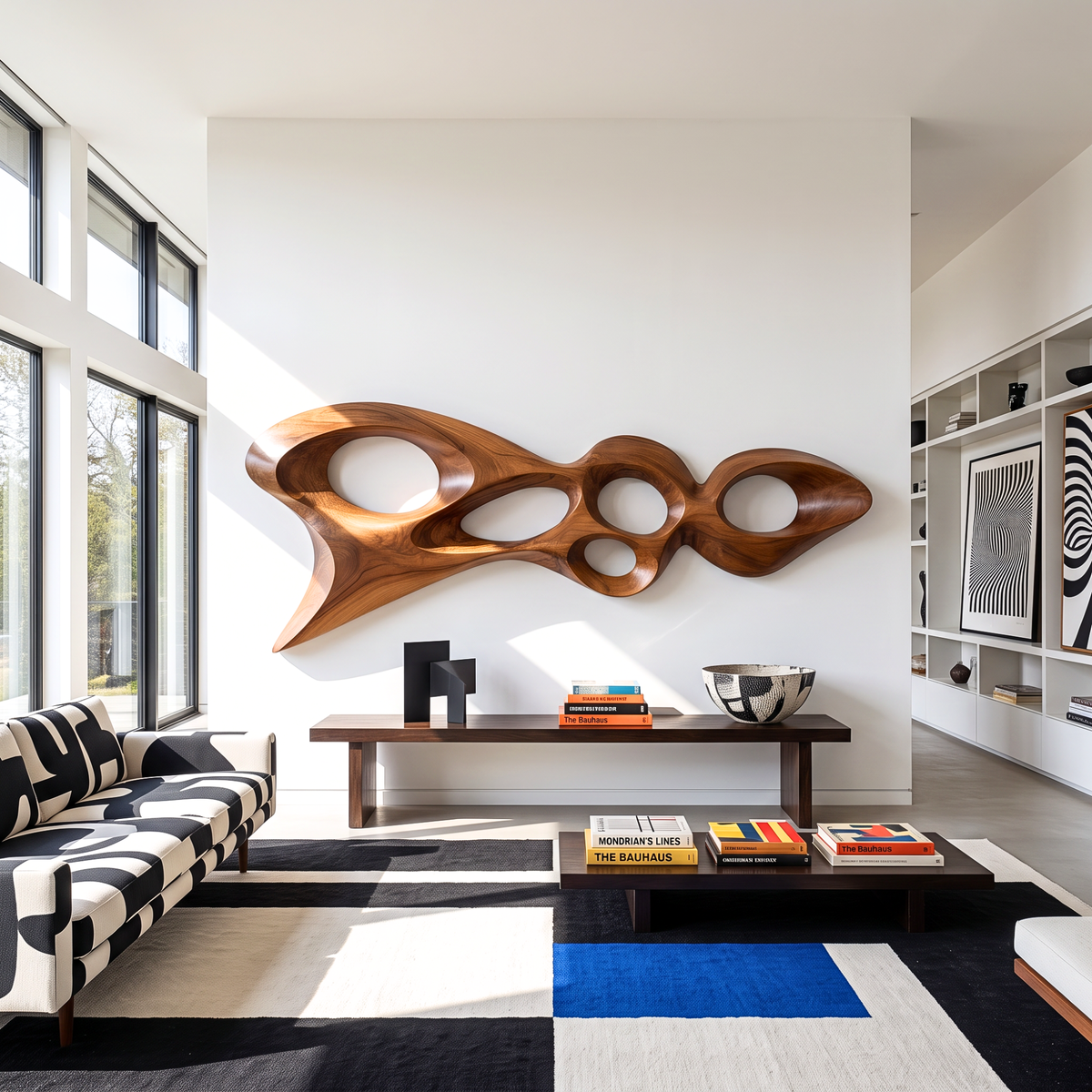 Wall Sculpture Abstract Organic Flow with Sculptural Open Forms