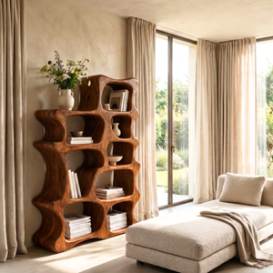 Handmade Freeform Wooden Bookshelf Artistic Display Cabinet