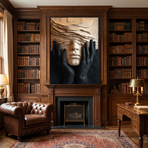 Organic Wood Wall Sculpture with Hidden Face