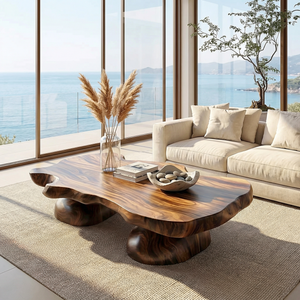Solid Wood Organic Coffee Table for Japandi and Tea Room Interiors