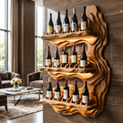 Luxury Solid Wood Wine Rack Wall Display Shelf