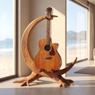 Crescent Guitar Holder Handmade Sculptural Floor Stand