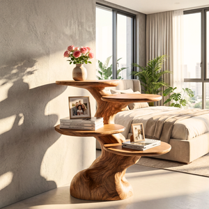 Freeform Tiered Side Table Handmade Sculptural Accent Shelf