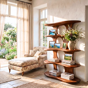 Handmade Wooden Bookshelf Artistic Display Shelf