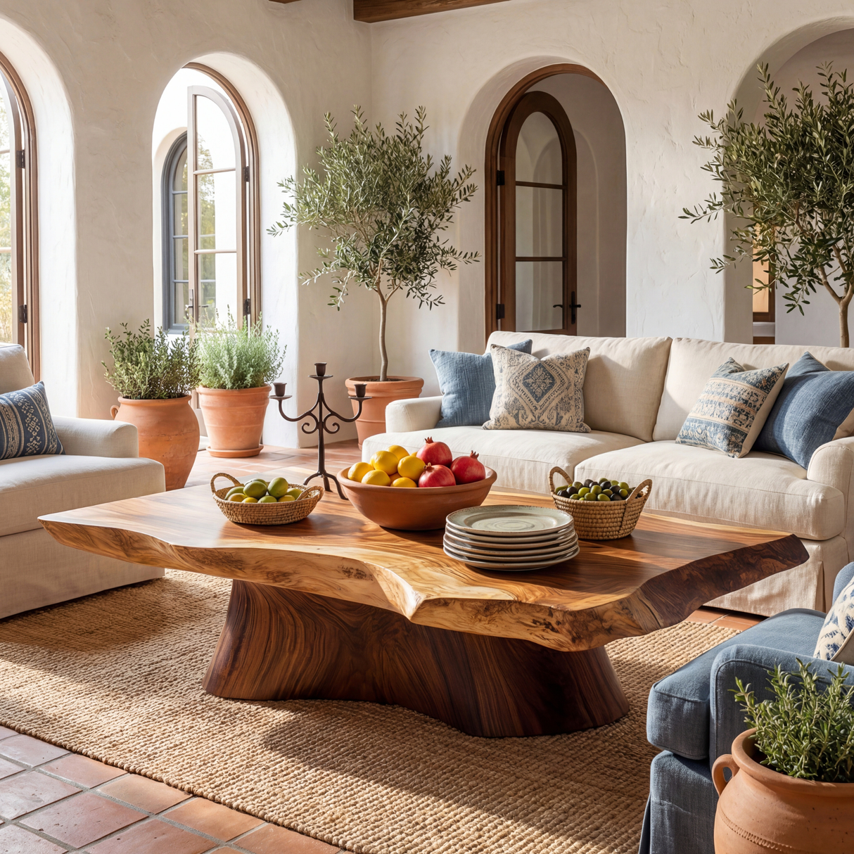 Live Edge Solid Wood Coffee Table Sculptural Statement Table