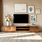 Solid Wood TV Stand Storage Media Console Organic Modern Entertainment Unit