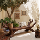 Sculptural Solid Wood Garden Bench with Branch Inspired Frame