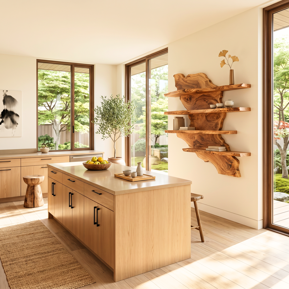 Wooden Wall Shelf Handmade Solid Wood Kitchen Display Shelves