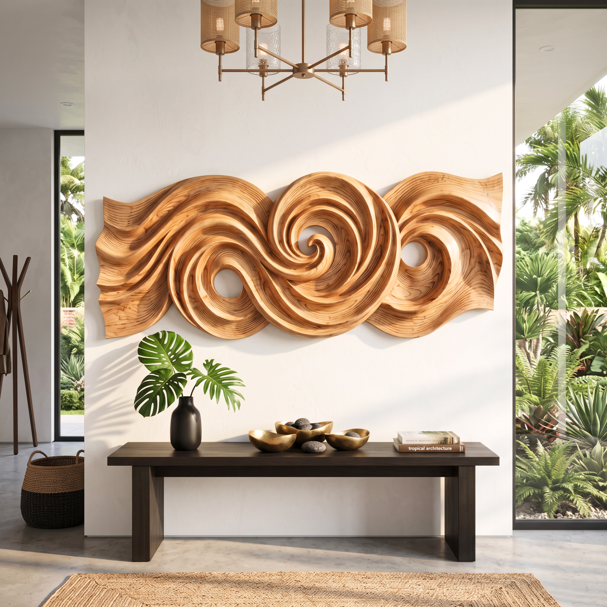 Spiral Tide Wood Wall Sculpture with Organic Flow