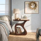 Organic Solid Wood Side Table with Sculptural Base