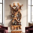 Sculptural Wooden Wine Display Organic Wall Mounted Bottle Rack