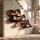 Organic Solid Wood Wall Shelf with Flowing Sculptural Leaf Design