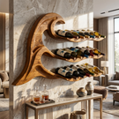 Modern Organic Solid Wood Wine Rack Wall Shelf