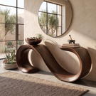 Solid Wood Console Table with Sculptural Double Loop Base for Entryway Decor
