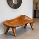 Handcrafted Organic Solid Wood Outdoor Bench with Sculptural Curved Seat