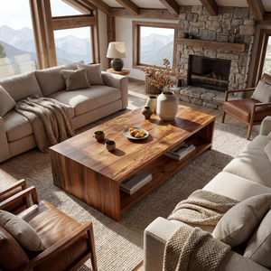 Solid Wood Coffee Table with Clean Open Shelf Design