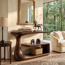 Console Table with Organic Curved Frame and Open Display Shelf