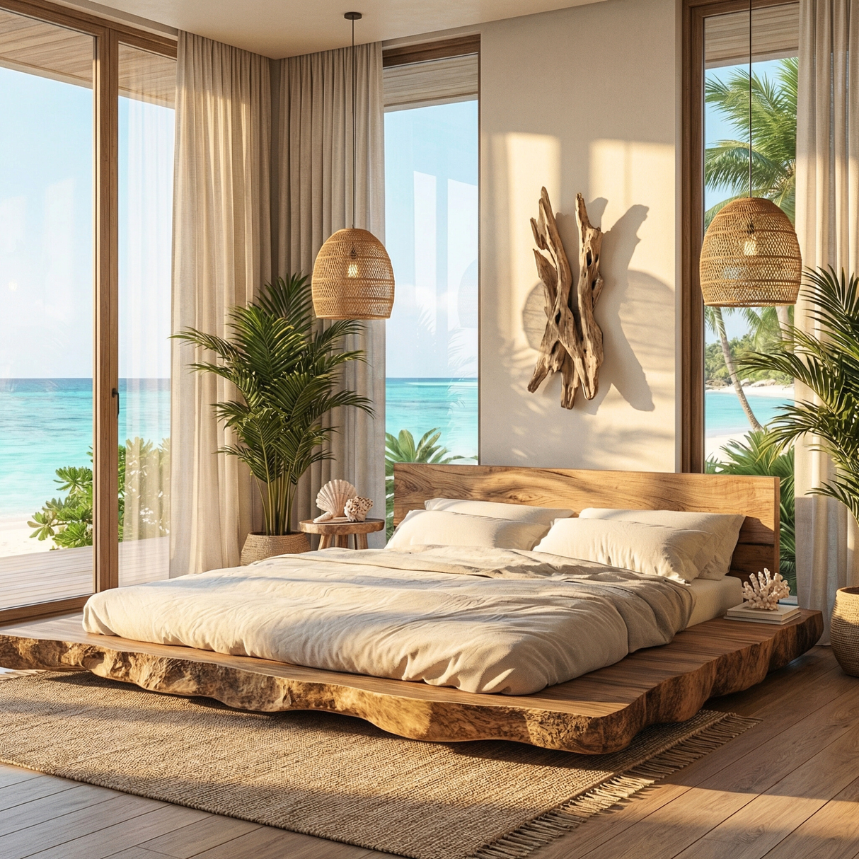 Solid Wood Platform Bed for Modern Bedroom
