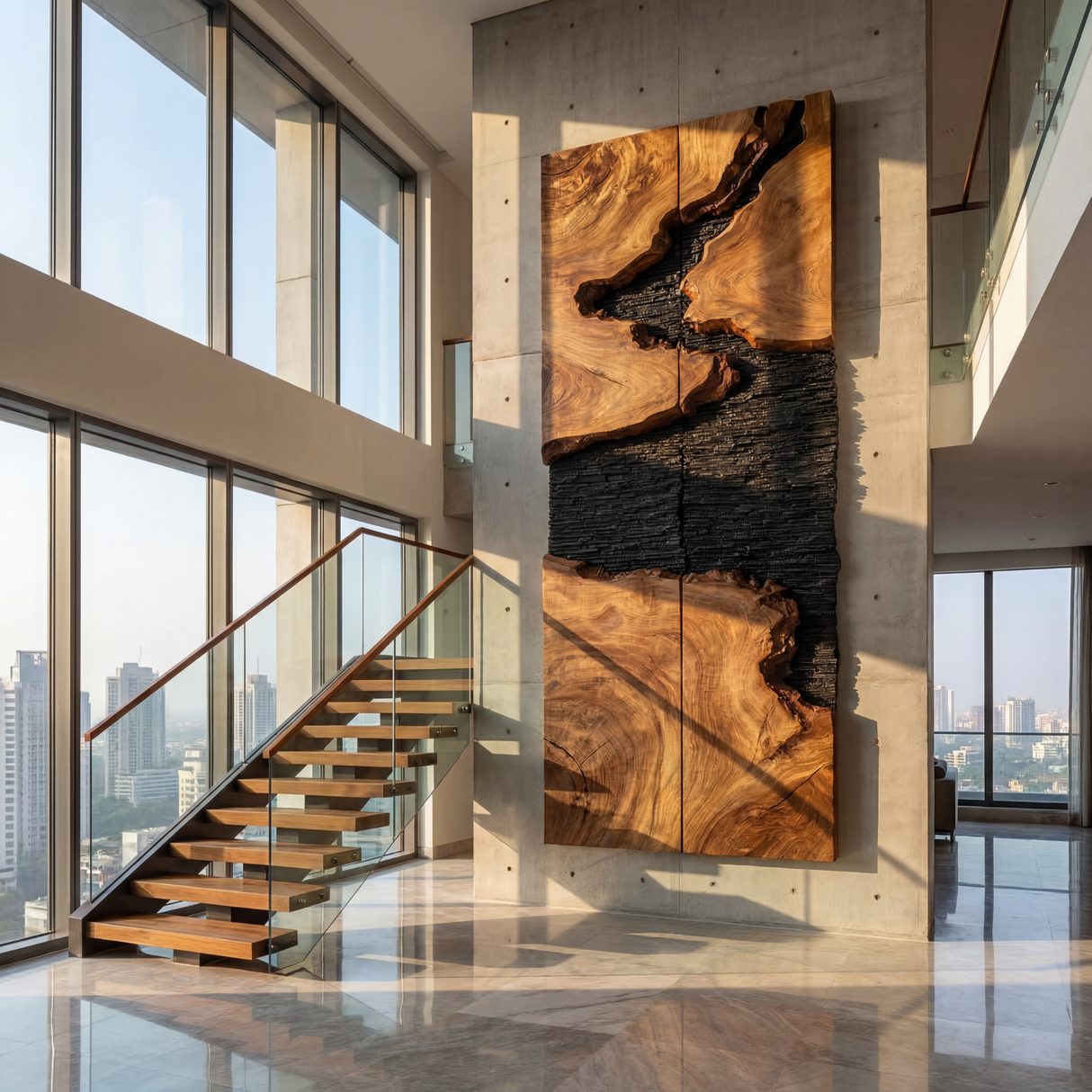 Monolith Rift Solid Wood Wall Sculpture Vertical Organic Modern Statement Art Panel