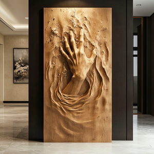 3D Emerging Hand Sculpture Wall Art Solid Wood Handcrafted Decor
