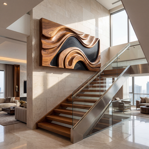 Sculpted Horizon Large Wooden Wall Art Panel Modern Organic Abstract Sculpture