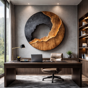 Modern Textured Solid Wood Wall Sculpture for Living Room