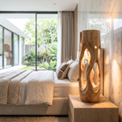 Organic Loop Wood Floor Lamp with Warm Ambient Glow