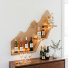 Handcrafted Solid Wood Mountain Wall Bar Shelf for Wine Bottle Display