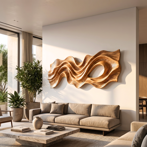 Flowing Ribbon Wood Wall Sculpture with Organic Cutout