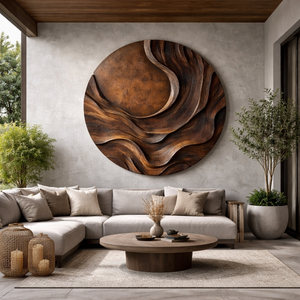 Contemporary Solid Wood Layered Wall Sculpture for Living Rooms