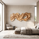 Flowing Ribbon Wood Wall Sculpture with Organic Cutout