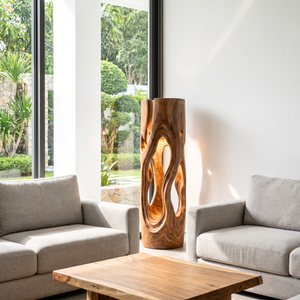 Organic Loop Wood Floor Lamp with Warm Ambient Glow