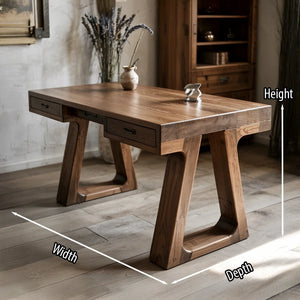 Handmade Solid Wood Office Desk with Drawers Modern Rustic Writing Desk with Storage .