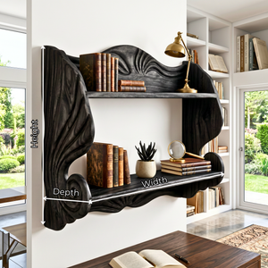 Seashell Scroll Wood Wall Shelf with Two Display Tiers