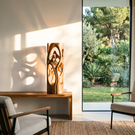 Sculpted Aura Wood Table Lamp with Organic Openwork