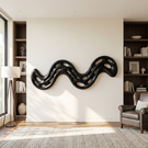 Serpentine Flow Wood Wall Sculpture with Organic Cutouts