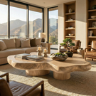 Solid Wood Organic Coffee Table for Modern Zen and Japandi Interiors