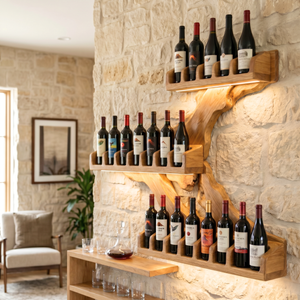 Organic Flow Solid Wood Wine Rack Wall Shelf