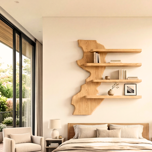 Modern Live Edge Wooden Wall Shelf Handmade Floating Solid Wood Rustic Display Shelving