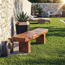 Handcrafted Live Edge Solid Wood Garden Bench with Natural Slab Seat